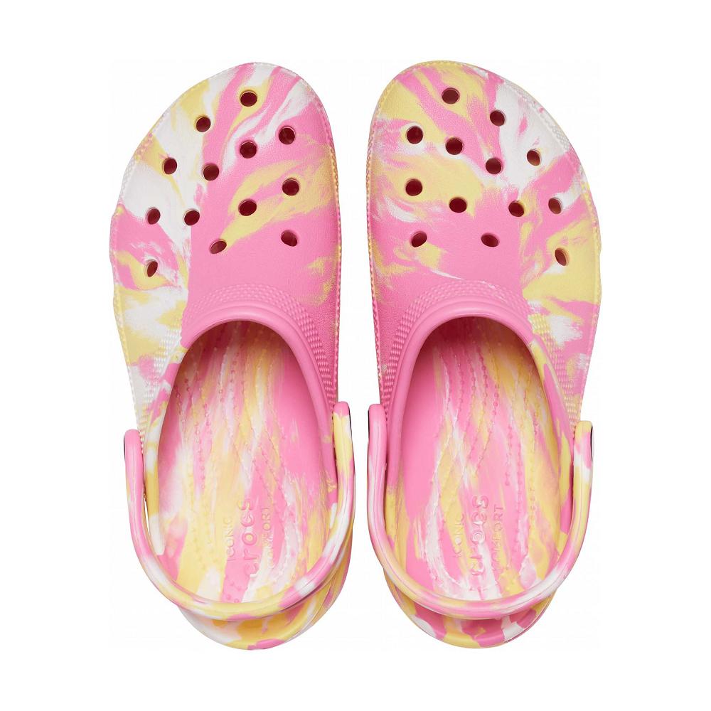 Pink / Multi Women's Crocs Classic Platform Marbled Clog Wedges | NZ 0648BEXC